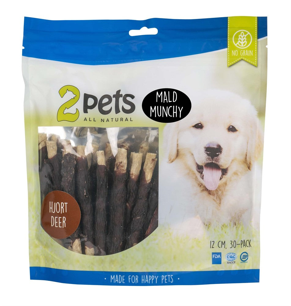 2pets - Tuggpinne mald, hjort, 12cm, 30-pack, 400g