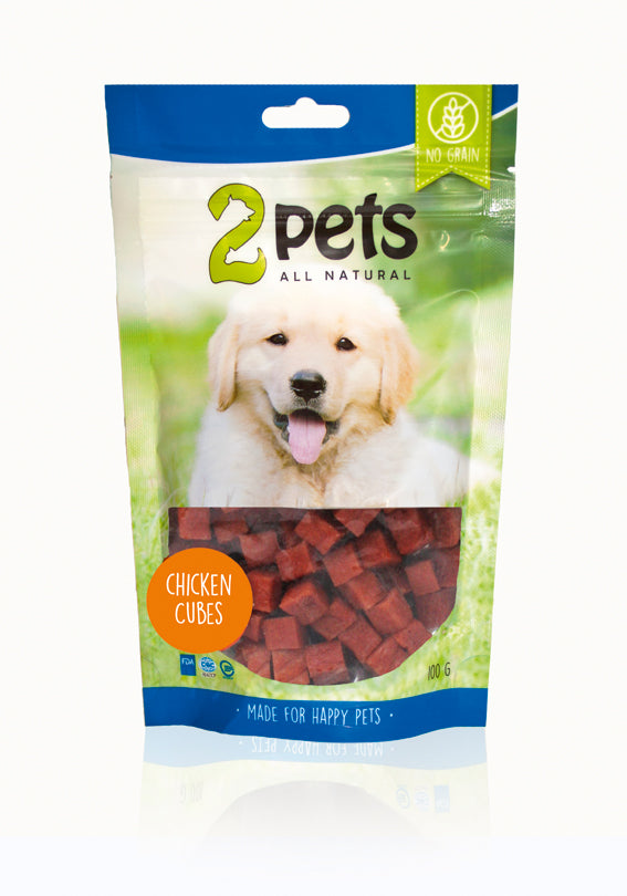 2pets - Dogsnack Chicken Cubes, 100 g