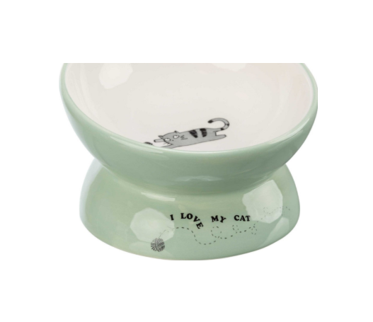 Trixie - Keramikskål upphöjd, 0.15 l/ø 13 cm, sage/vit