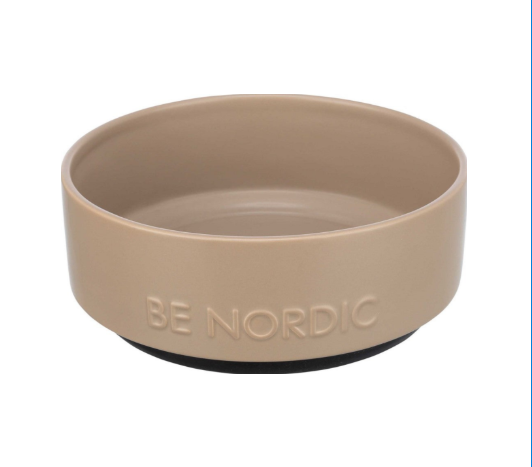 Trixie - BE NORDIC skål, keramik/gummi, 0.5 l/ø 16 cm, taupe