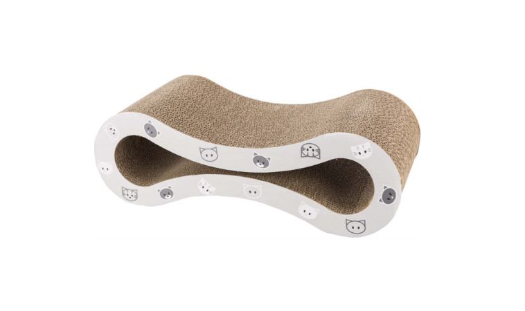 Trixi - Klösbräda Wave, wellpapp, Catnip, 48 × 16 × 22 cm, vinröd