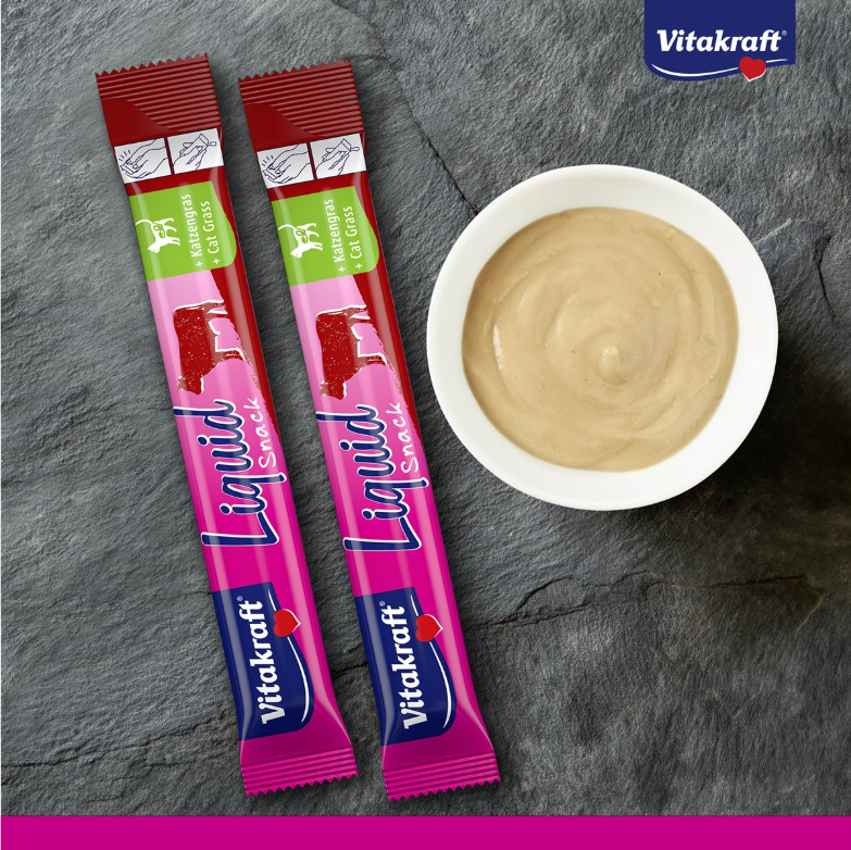Vitakraft - Liquid Snack Biff + Kattgräs 6x15 g