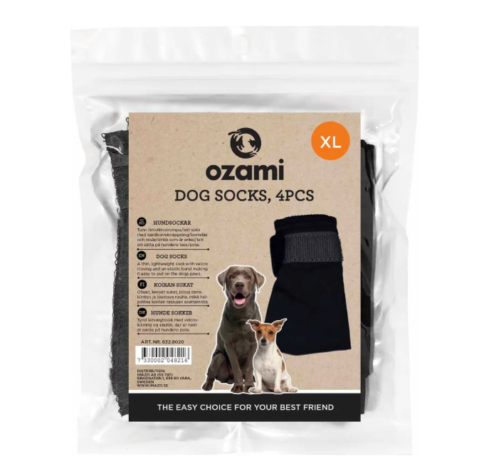 Ozami Dog Socks 4pcs Svarta, Medium - XLarge