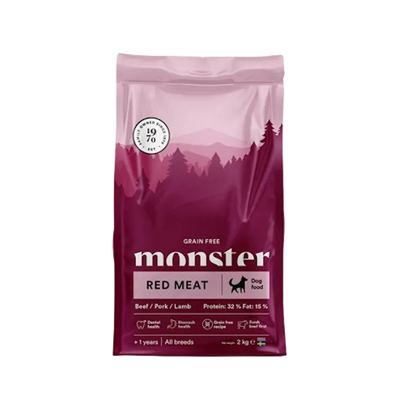 Monster Dog Adult Grain Free Red Meat Nöt, Gris & Lamm