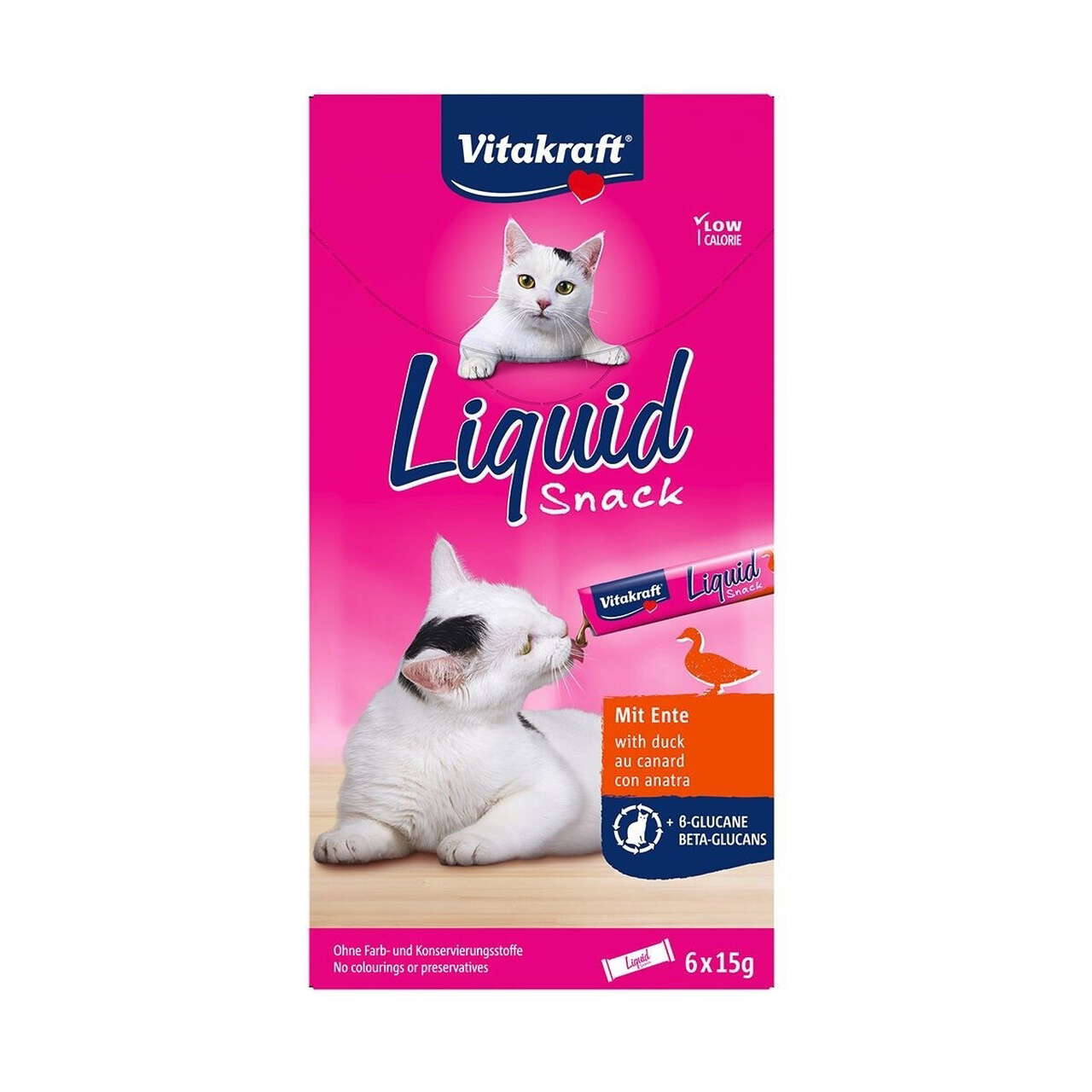 Vitakraft - Liquid Snack, Anka + Beta - Glucans 6 x15 g
