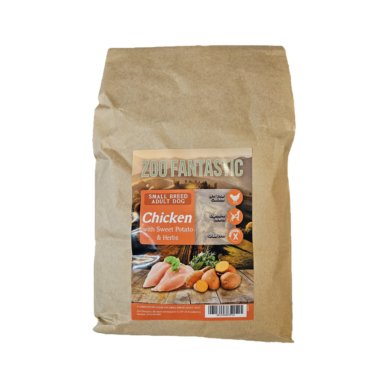 Zoo Fantastic - Vuxen Hund, Liten ras - Grain free, Kyckling med Sötpotatis & Örter