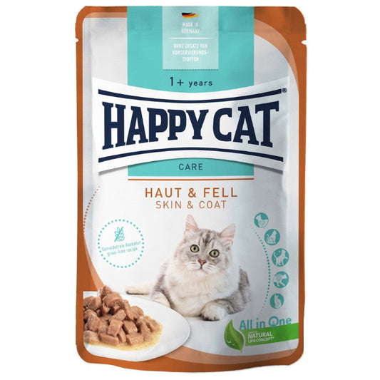 HappyCat våt/sås, Skin&Coat, 85 g