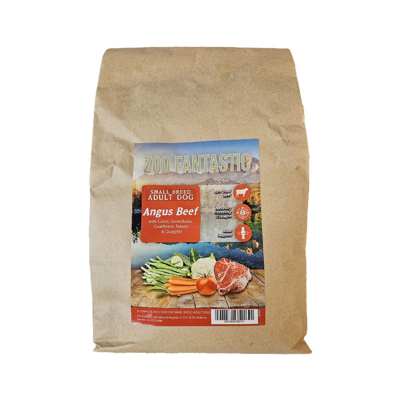 Zoo Fantastic - Hund Vuxen, Grain Free, Nötkött med Morot, Gröna Bönor, Blomkål, Tomat och Zucchini