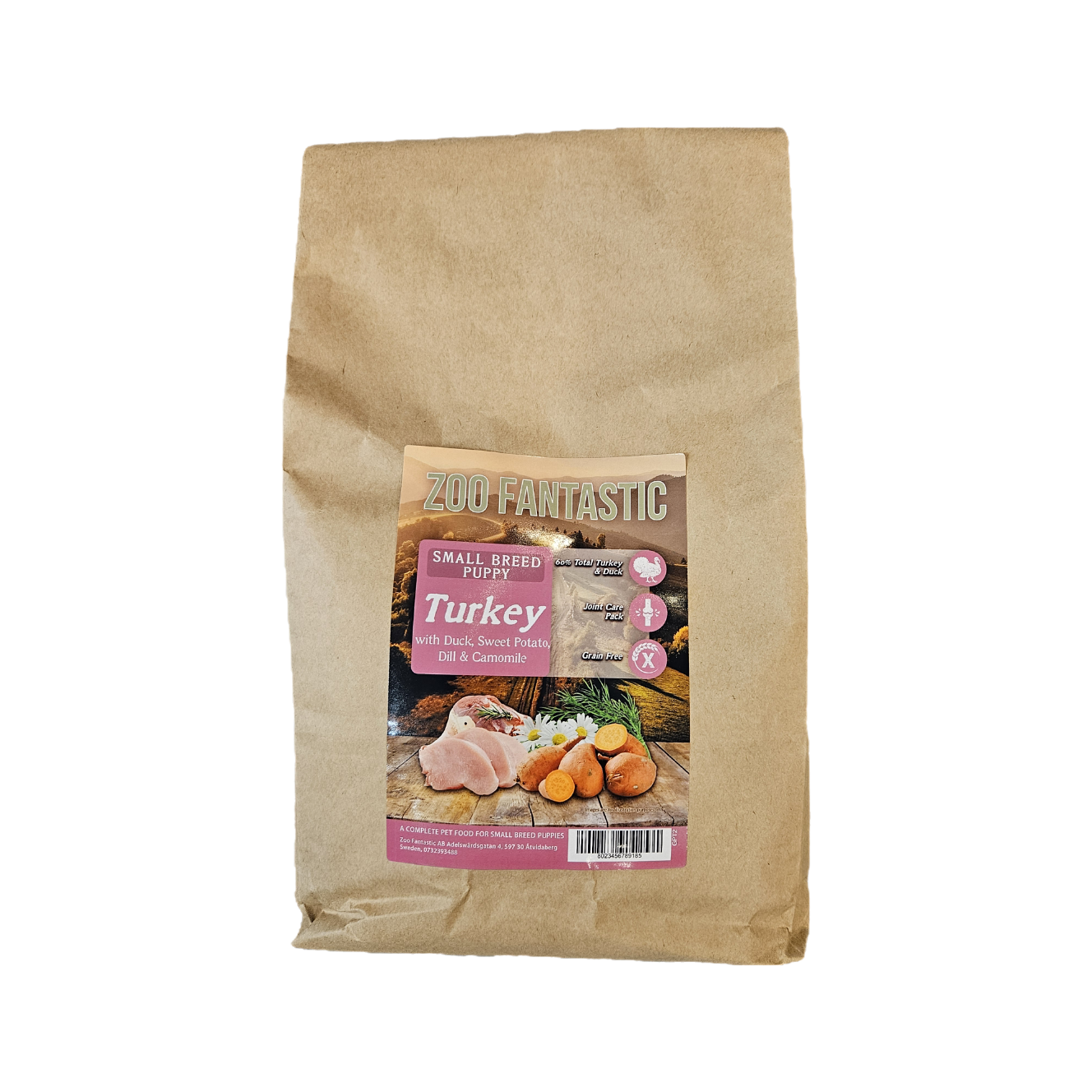 Zoo Fantastic - Hund Valp, Liten ras - Grain free, Kalkon med Anka, sötpotatis, dill och kamomill