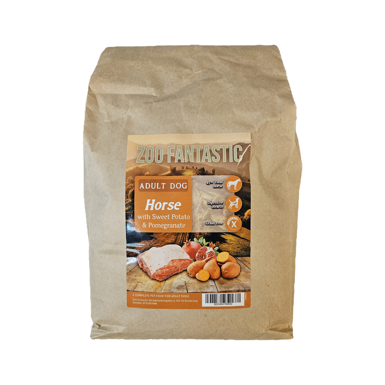Zoo Fantastic - Hund Vuxen - Grain free, Häst med Sötpotatis och Granatäpple