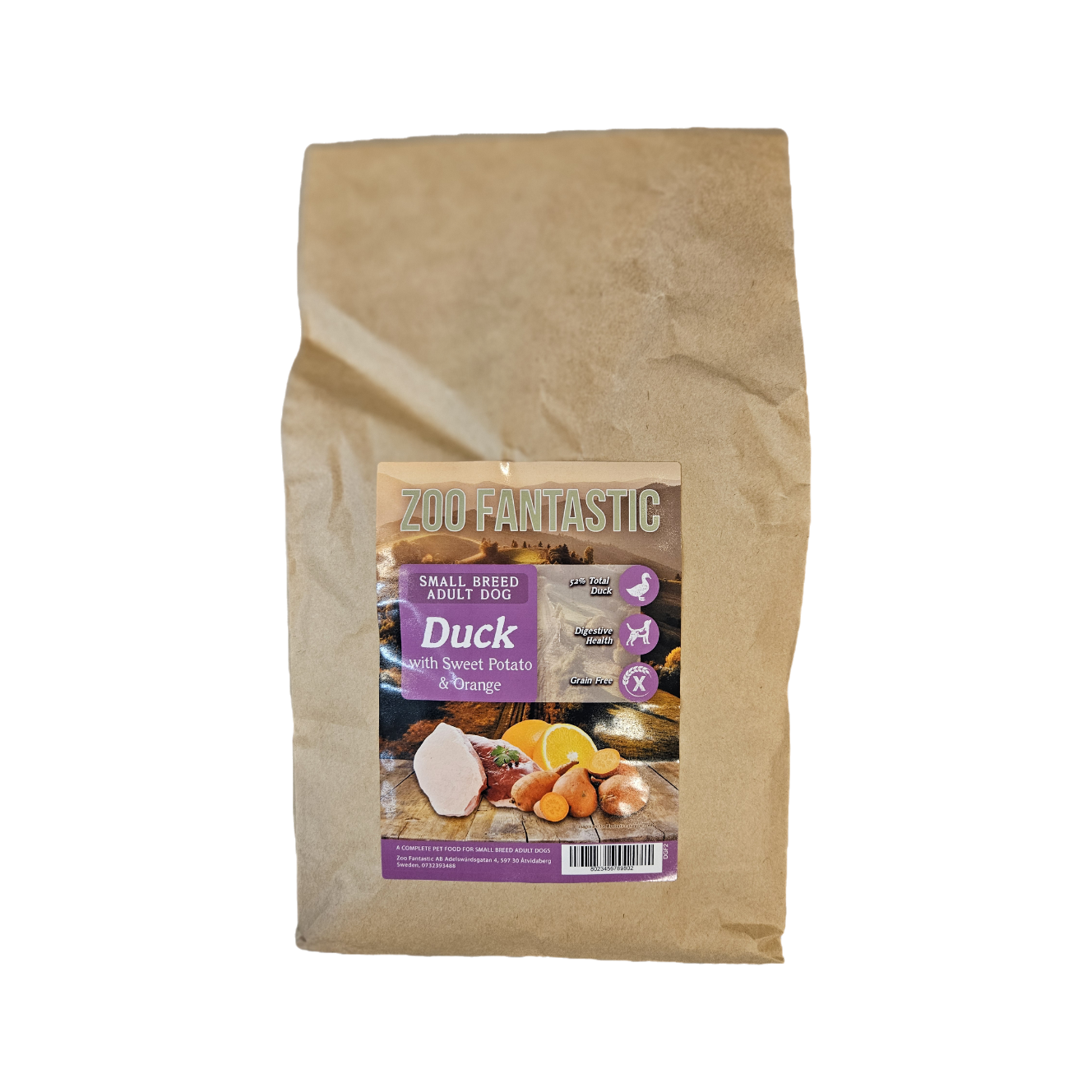 Zoo Fantastic - Hund Vuxen - Grain free, Small breed, Anka med Sötpotatis & Apelsin