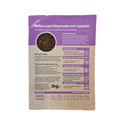 Zoo Fantastic - Hund Vuxen - Grain free, Small breed, Anka med Sötpotatis & Apelsin