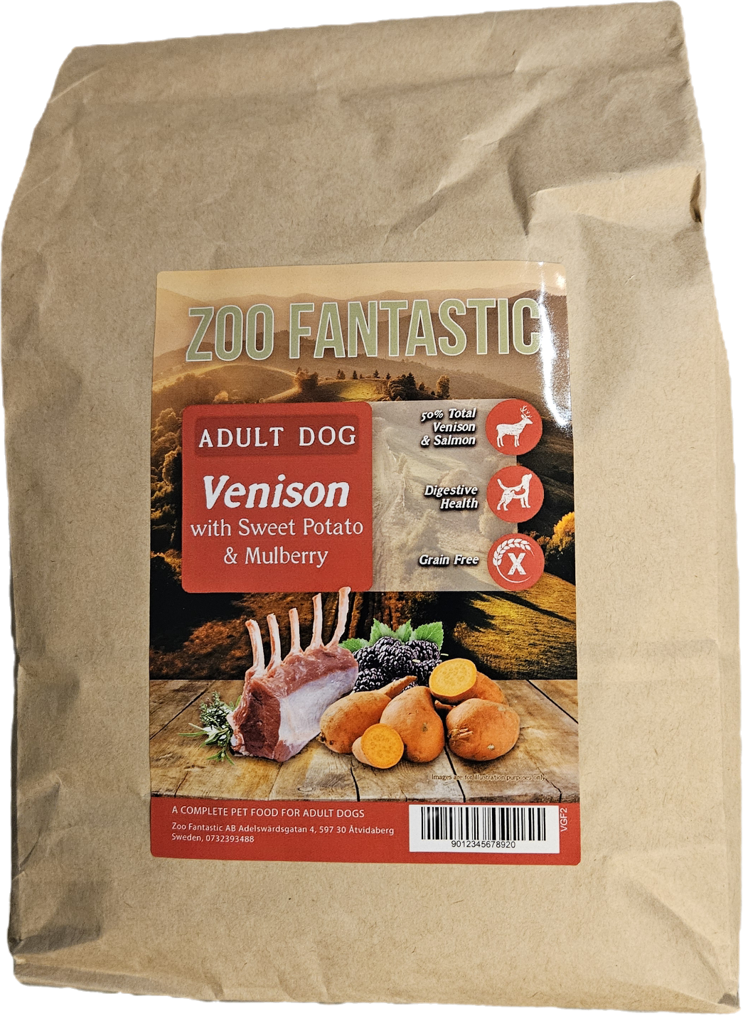 Zoo Fantastic - Vuxen Hund - Grain free, Hjort med Sötpotatis & Björnbär