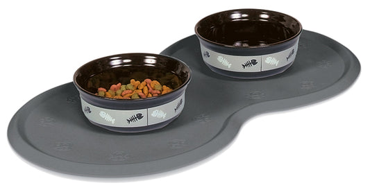 Trixie - Matskålsunderlägg, gummi, 45 x 25 cm, grå