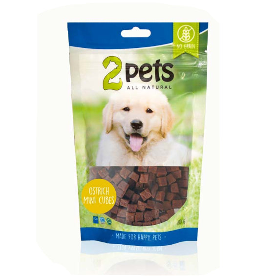 2pets Dogsnack Ostrich/Struts MiniCubes, 100g