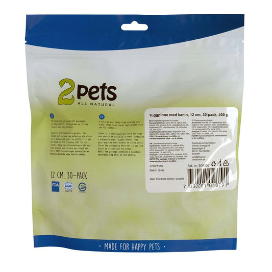 2pets Tuggpinne mald, kanin, 12cm, 30-pack, 400g
