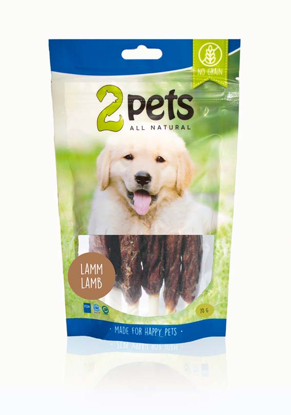 2pets - Tuggpinne m lamm 12cm 6-pack, 70g