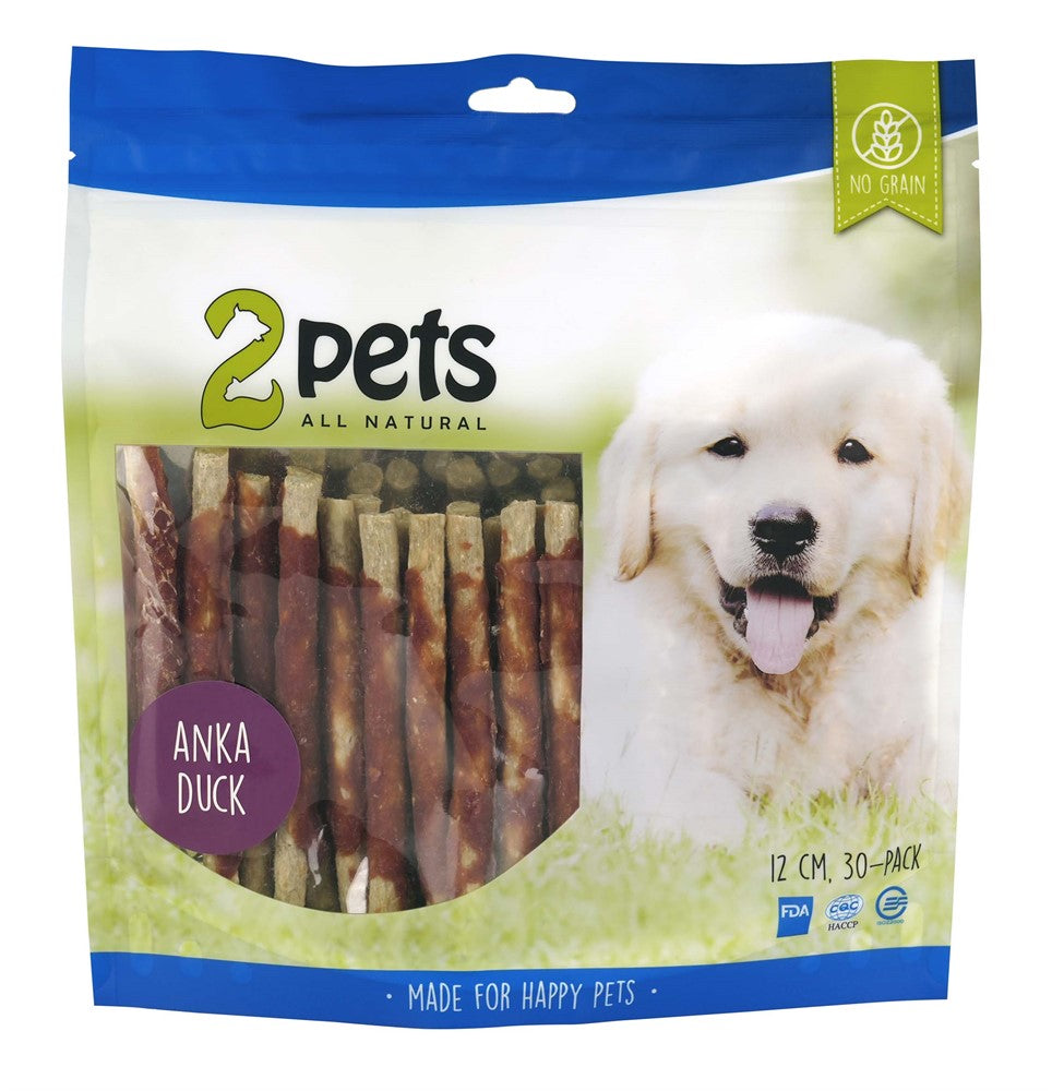 2pets - Tuggpinne mald, anka, 12cm, 30-pack, 400g