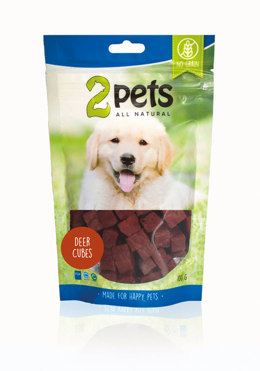 2pets - Dogsnack Deer Cubes, 100 g