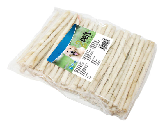 2pets - Tuggpinne vriden vit, 12 cm/ 7-8 mm, 100-pack