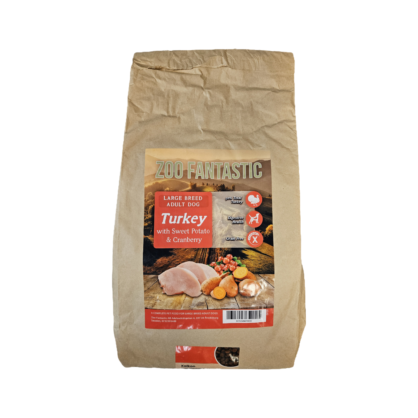 Zoo Fantastic - Vuxen Hund - Grain free, Stor Ras, Kalkon med Sötpotatis & Tranbär