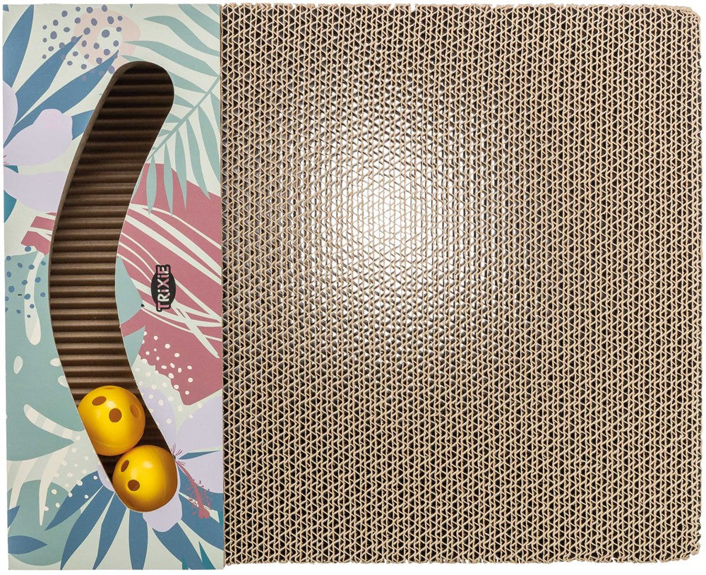 Trixi - Klösbräda med leksak, wellpapp, Catnip, 38 × 30 cm, vit