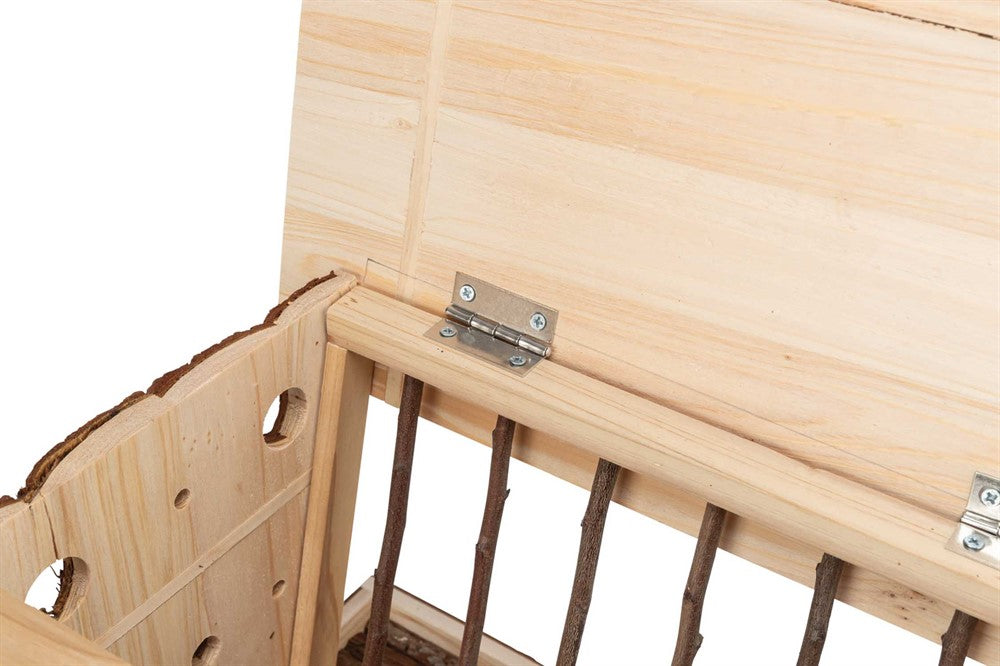 Trixie - Höhäck med golv & tak, naturträ, 40 × 22 × 30 cm