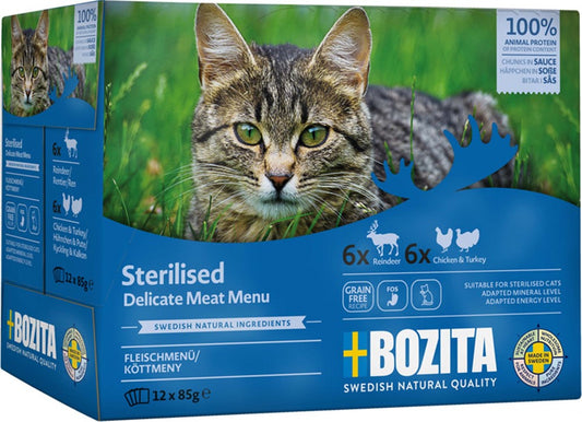 Bozita - Katt, S Multibox 12x85g Köttmeny i sås Ren kykling/kalkon /1.02 kg