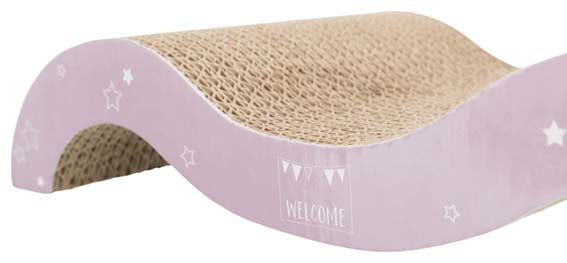 Trixi - Junior klösbräda Wawe, wellpapp, Catnip, 38 × 7 × 18 cm, ljuslila/mint