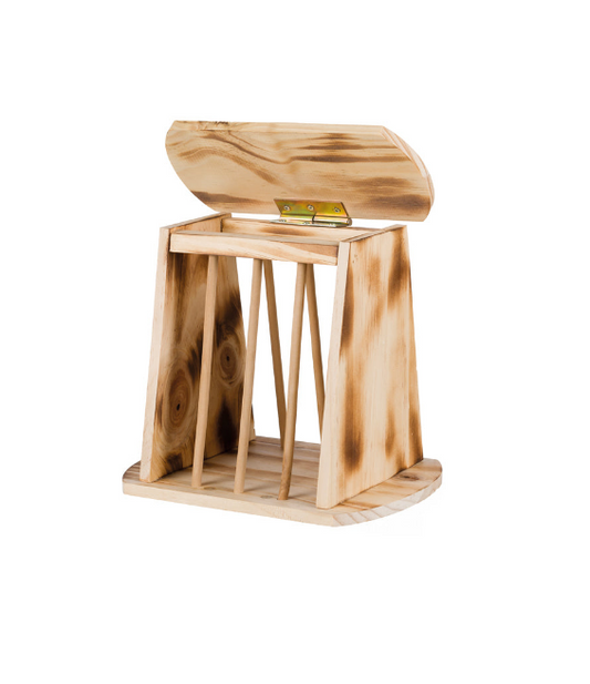 Trixie - Höhäck med lock, trä/flamberad, 25 × 22 × 18 cm