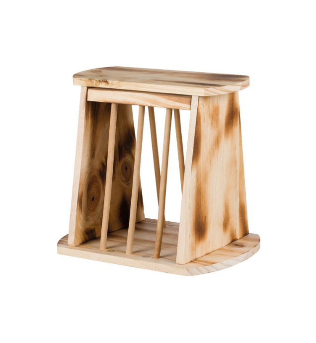 Trixie - Höhäck med lock, trä/flamberad, 25 × 22 × 18 cm