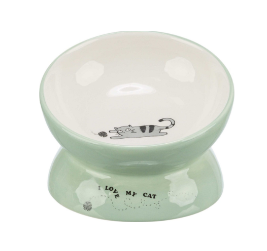 Trixie - Keramikskål upphöjd, 0.15 l/ø 13 cm, sage/vit