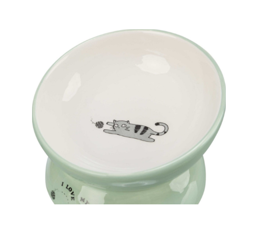 Trixie - Keramikskål upphöjd, 0.15 l/ø 13 cm, sage/vit