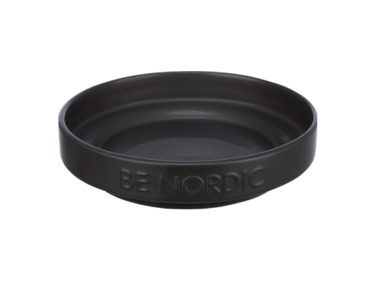Trixie - BE NORDIC skål, låg, keramik/gummi, 0.3 l/ø 16 cm, svart