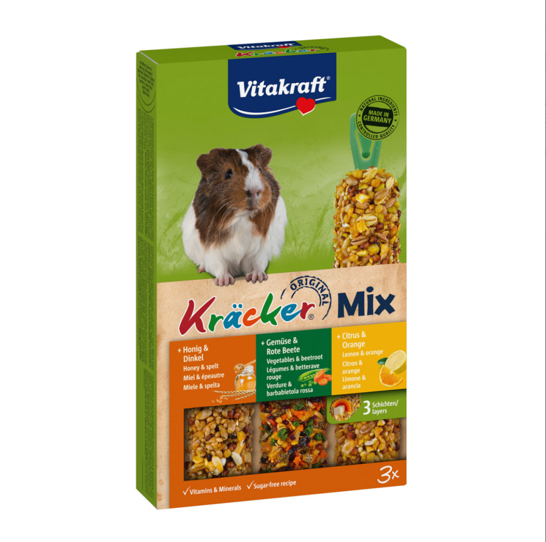 Vitakraft - Kräcker Trio-Mix honung/nöt/frukt