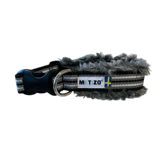 Metizo - Halsband fast/fårskinn svart 20 - 30 cm