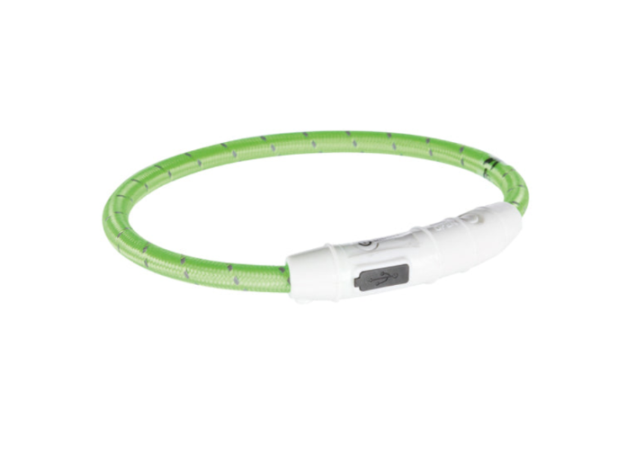 Trixie - Flash light ring USB, M-L: 45 cm/ø 7 mm, limegrön