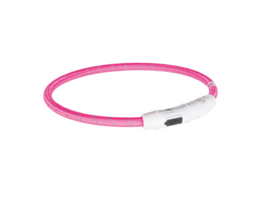 Trixie - Flash light ring USB, M-L: 45 cm/ø 7 mm, rosa