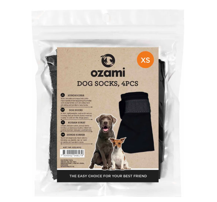 Ozami Dog Socks 4pcs Svarta, XXS - Small