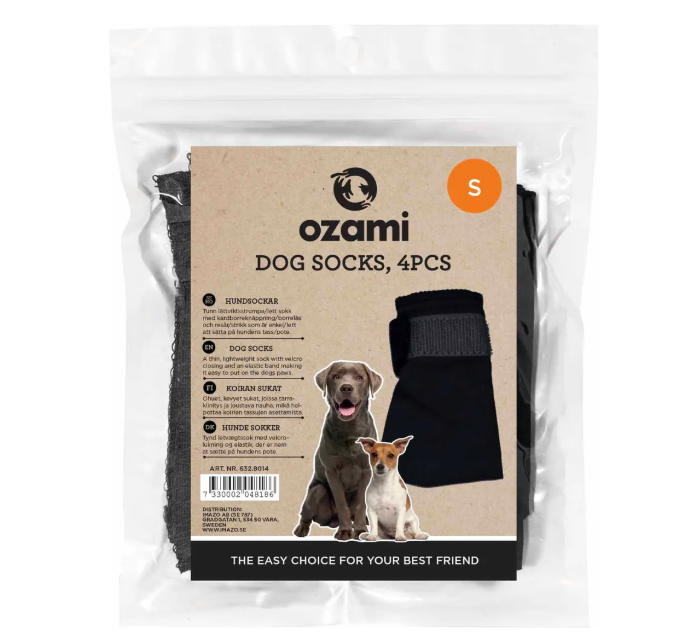 Ozami Dog Socks 4pcs Svarta, XXS - Small