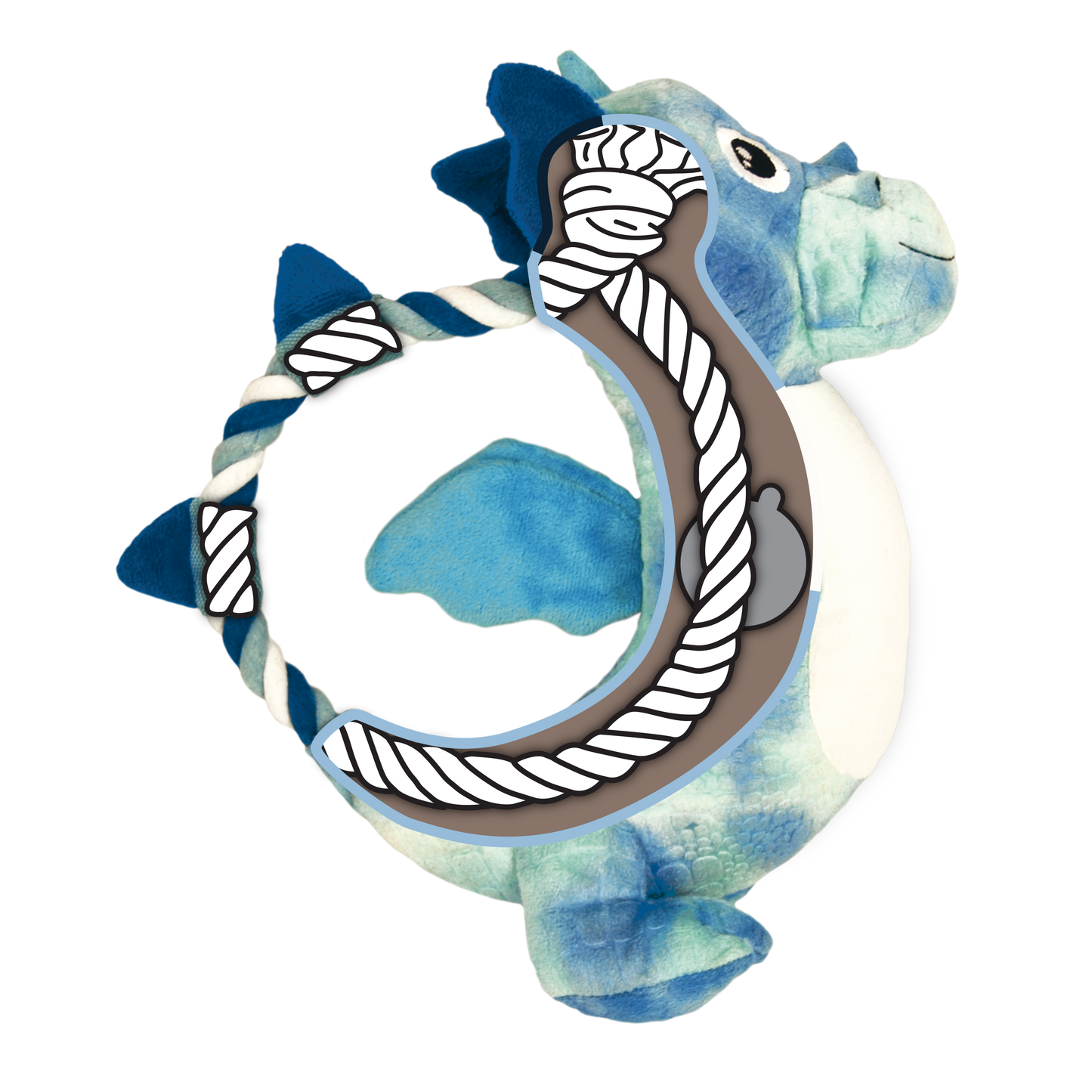 KONG - Dragon Knots 25 cm, Mixade färger