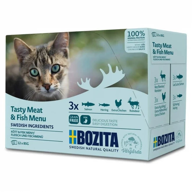 Bozita - Katt, Pouch Multibox Kött & Fisk i Sås 85 g x 12 st