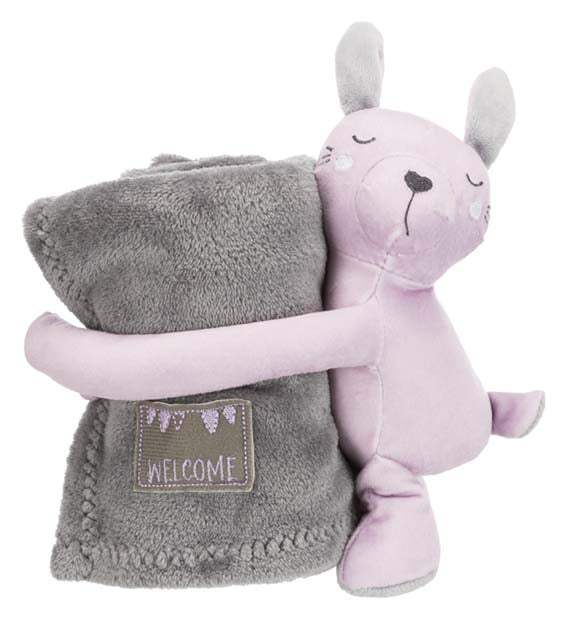 Trixie - Junior cuddly set filt/björn, plysch, 75 × 50 cm, Finns i två färger