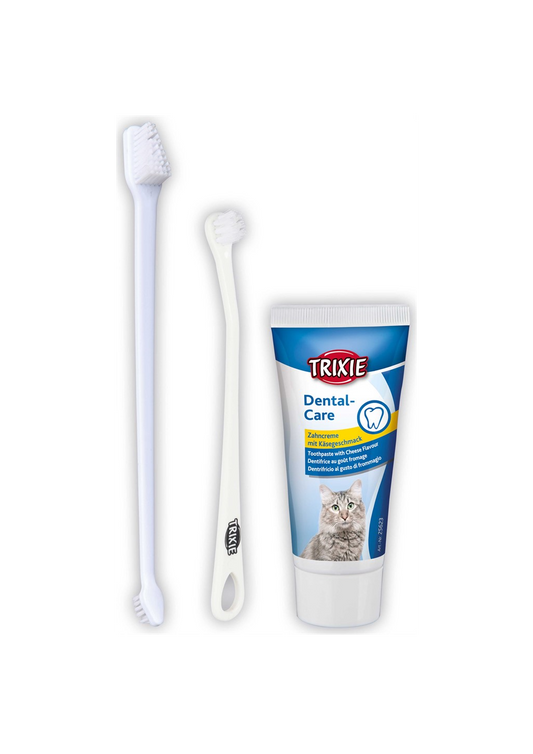 Trixie - Tandvårdsset katt m tandkräm, 2 tandborstar