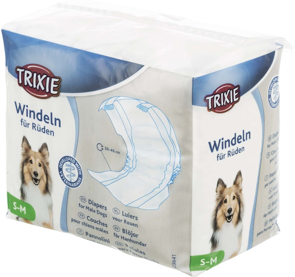 Trixie - Blöjor för hanhund, S-M: 30-46 cm, 12-pack