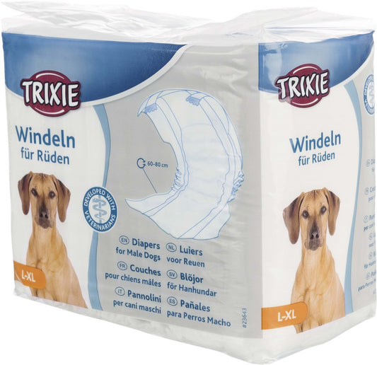 Trixie - Blöjor för hanhund, L-XL: 60-80 cm, 12-pack
