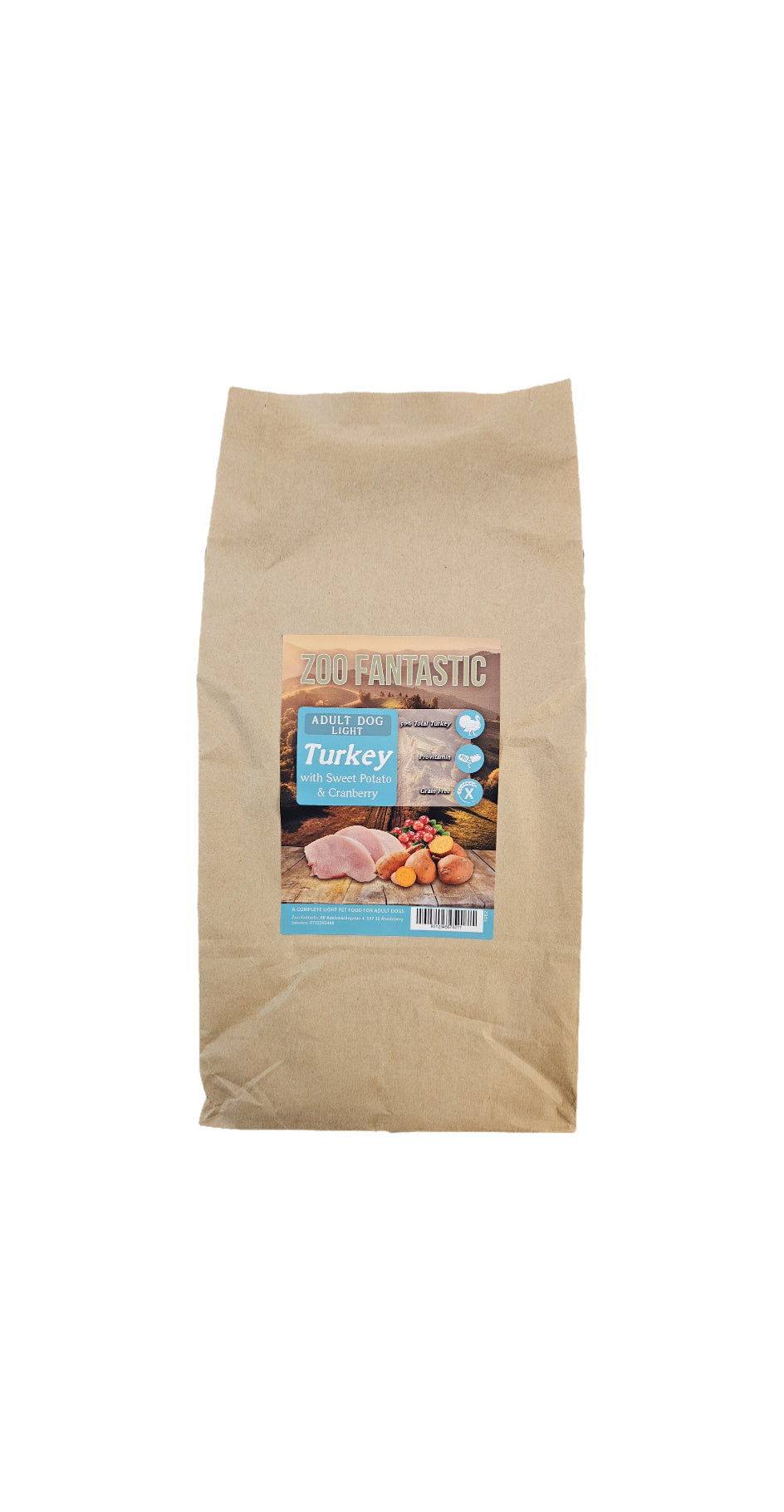 Zoo Fantastic - Vuxen Hund - Grain free, Light, Kalkon med sötpotatis och tranbär