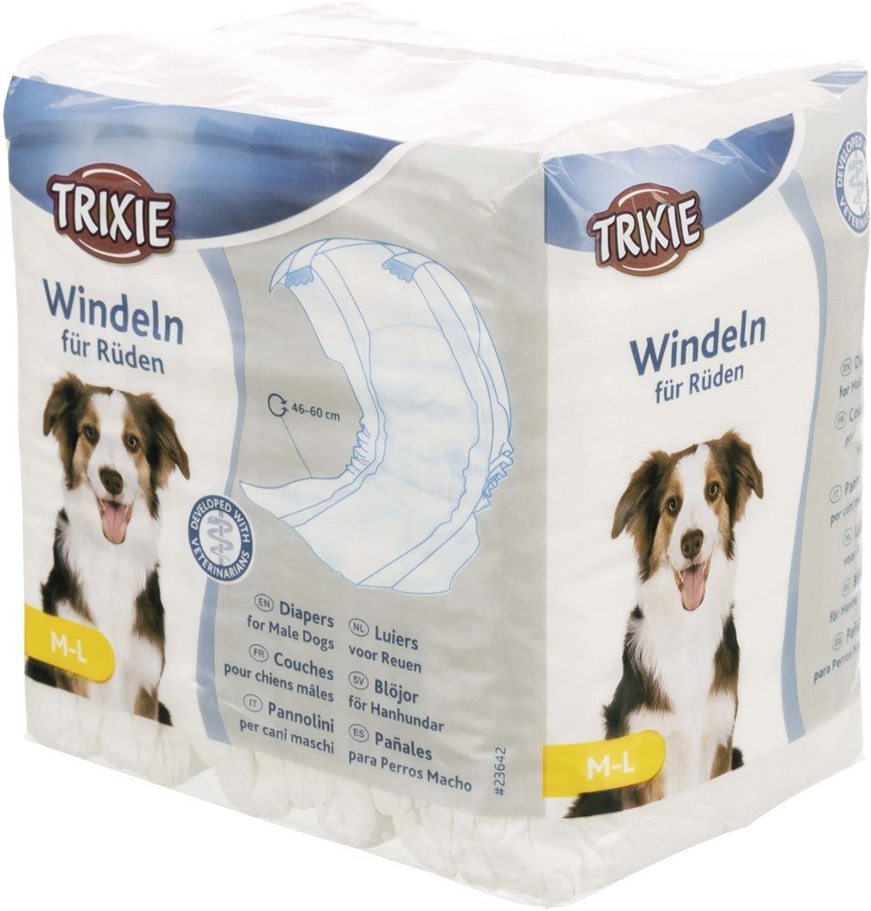 Trixie - Blöjor för hanhund, M-L: 46-60 cm, 12-pack