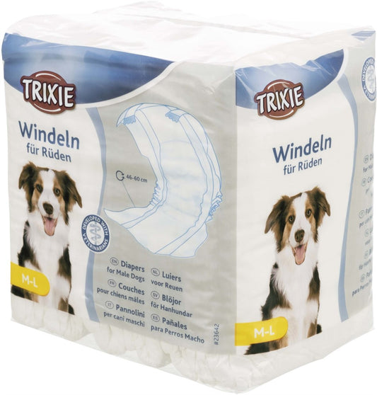Trixie - Blöjor för hanhund, M-L: 46-60 cm, 12-pack