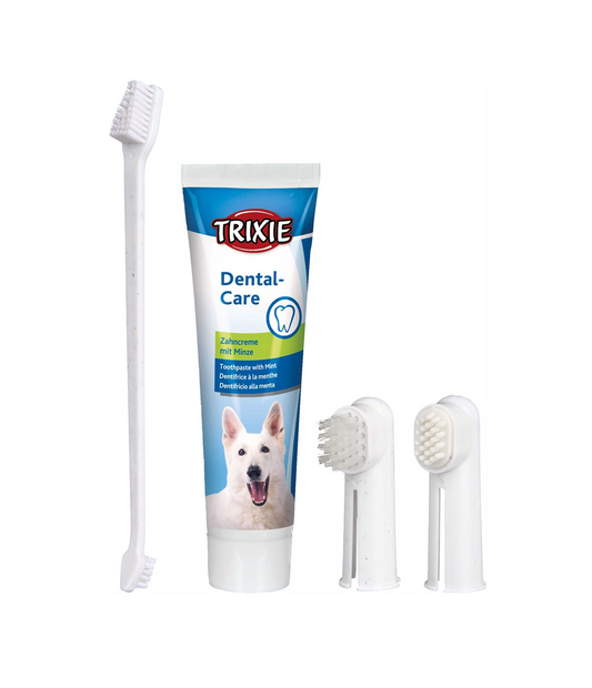 Trixie - Tandvårdsset hund m tandkräm, 2 fingerborstar, 1 tandborste